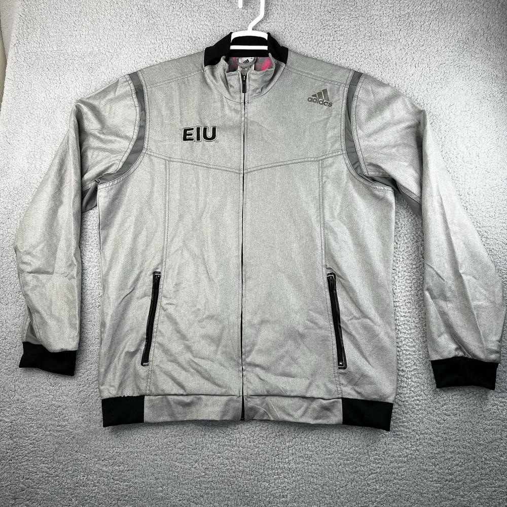 Adidas Eastern Illinois Panthers Bomber Jacket Mens XL Gray Adizero Full Zip EIU